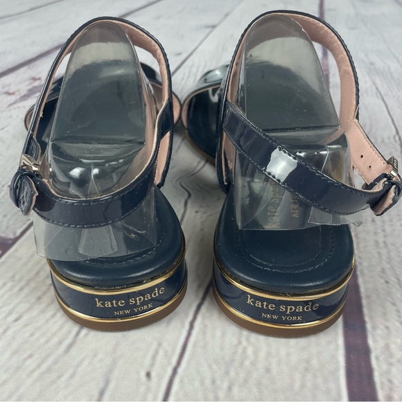 Kate Spade Merritt Slingback Dress Sandals Patent Leather Navy Blue Size 8 - Picture 8 of 15